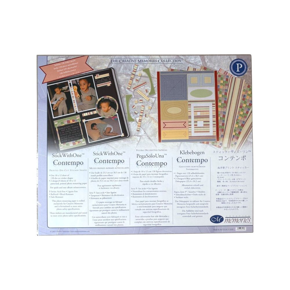 CONTEMPO Creative Memories StickWithOne Printed Die Cut Sticker Shapes NEW NWT